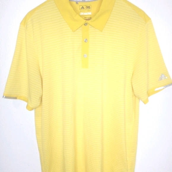Adidas Climachill Striped Yellow Polo Shirt - Picture 2 of 10